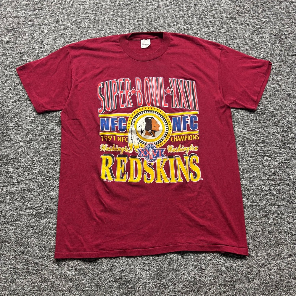 Vintage‎ 1991 Stedman Washington Redskins Super Bowl 26 Champion T-Shirt Red